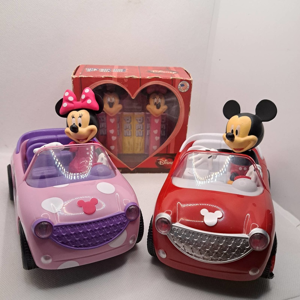 Vintage Minnie and Mickey - Battery Operated Cars and PEEZ